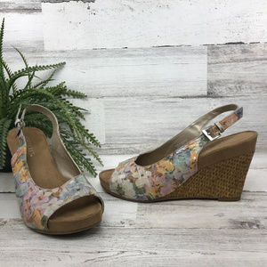 Aerosoles Floral Print Wedge Sandals [493s4]